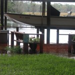 The boat was high and dry.