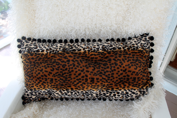 Funky Leopard Pom Pom Pillow, envelope style pillow cover