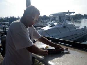 Weekend in Old Homosassa, Grouper cleaning at the Shed