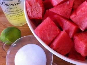 Limoncello Scented Watermelon Granita, Step 1