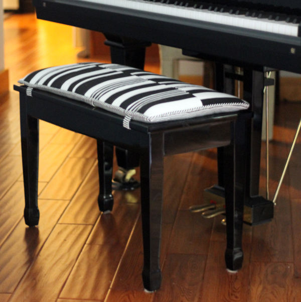DIY Bench Cushion, Piano Bench Cushion, Black and White striped, music room