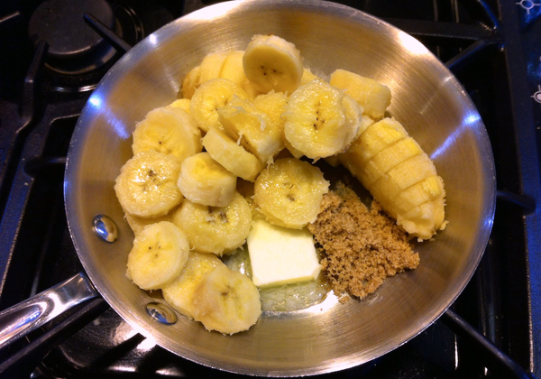 Step 3 in Bananas Foster Pancakes