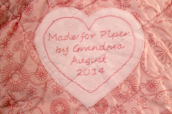 Label for Piper's Quilt