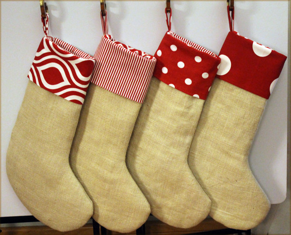 DIY Burlap Christmas Stockings with Premier Prints Fabrics
