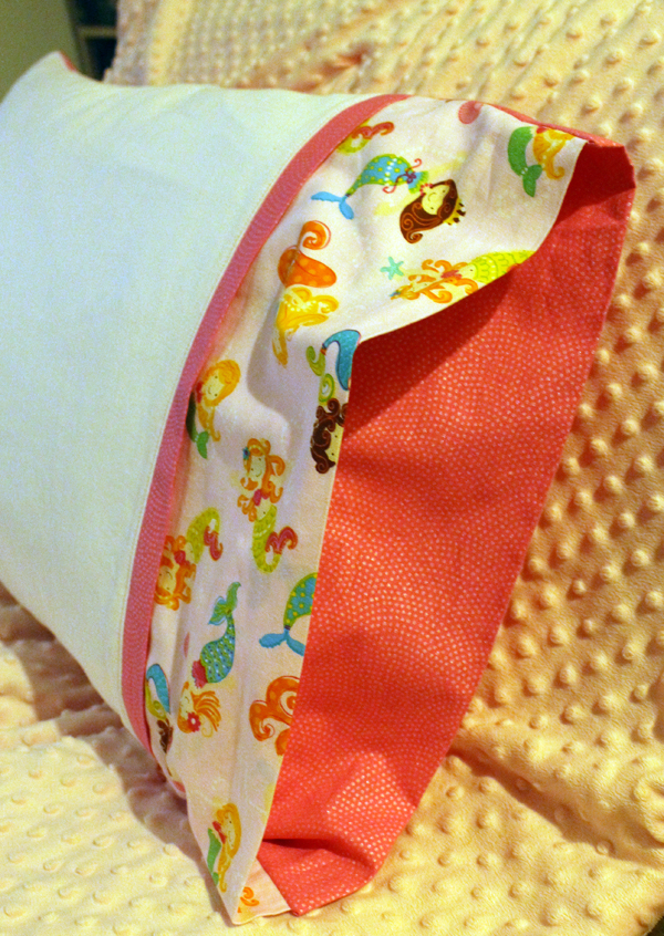 Adorable Pillow Case with Timeless Treasures fabric and Kaufman Essex Linen