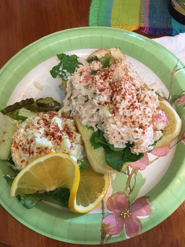 Lobster Roll with potato salad, Dining Local -- Coyote Cafe